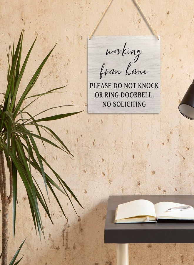 Ryeolo Working From Home Sign For Front Door Do Not Ring Doorbell Sign Hanging Decor,Please Do Not Knock Sign Wall Hanging Wooden Decor For House Bedroom Office 10.2x7.8 Inches - Image 2